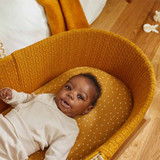 The Little Green Sheep Natural Knitted Moses Basket & Mattress - Honey