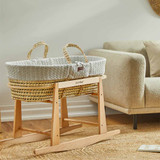The Little Green Sheep Natural Knitted Moses Basket & Mattress - Dove