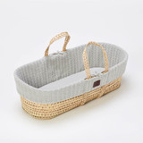 The Little Green Sheep Natural Knitted Moses Basket & Mattress - Dove