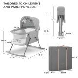 Kinderkraft Lovi 3-in-1 Baby Crib - Grey