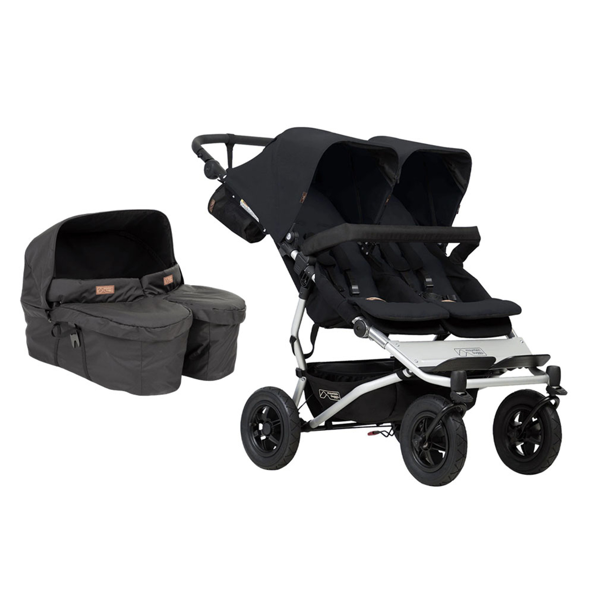 Mountain Buggy Duet V3 and Carrycot Plus for Twins Bundle Black