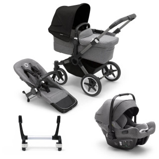Donkey 5 Mono Turtle Air Travel System on Graphite/Grey Chassis inc. FREE Rocker - Choose Your Colour