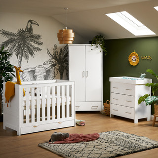 Nika Mini 3 Piece Room Set & Under Drawer - White Wash