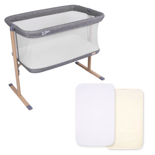 Zizee® Breathable Rocking Crib Bundle - Oak and Charcoal