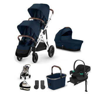 Gazelle S Silver Double Travel System - Ocean Blue