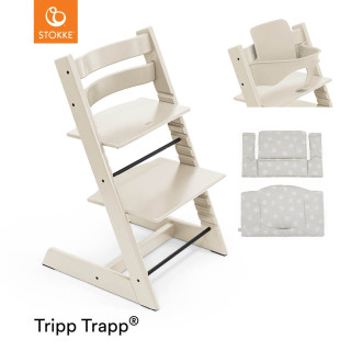 Stokke® Tripp Trapp® Highchair + Cushion & Baby Set - Vanilla White
