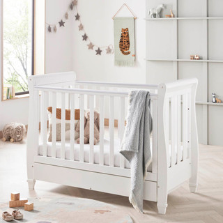 Eva Sleigh Drop Side Cot Bed - White