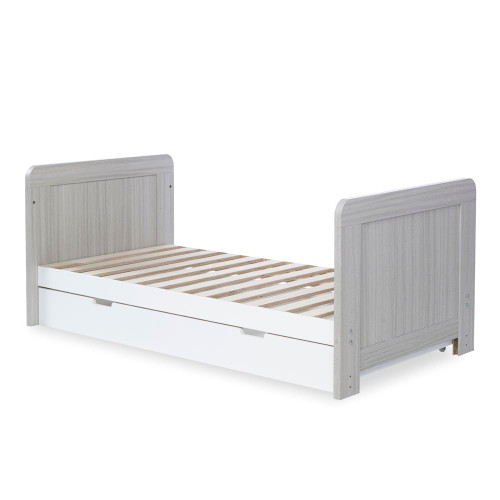 Ickle Bubba Pembrey Cot Bed & Under Drawer Ash Grey & White
