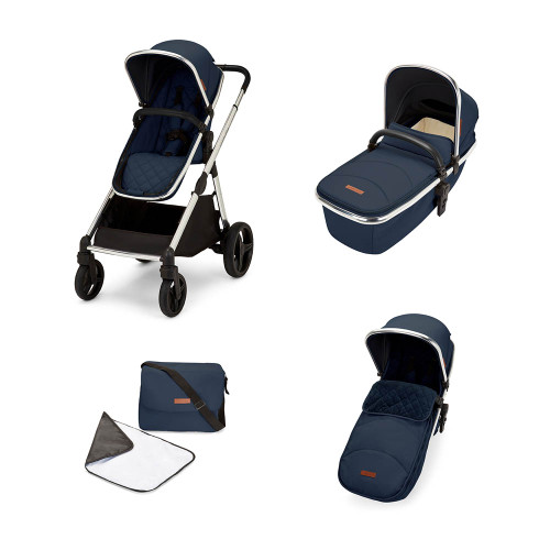 Ickle Bubba Eclipse 2-in-1 Pram - Midnight Blue/Black Handle