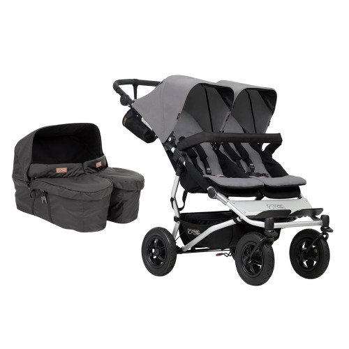 Mountain Buggy Duet V3 and Carrycot Plus for Twins Bundle - Silver