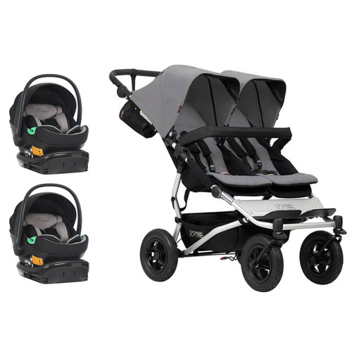 Mountain Buggy Duet V3 Travel System for Twins Bundle - Silver