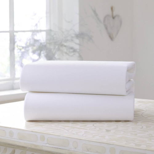 Clair De Lune 2pk Fitted Cot Sheets - White