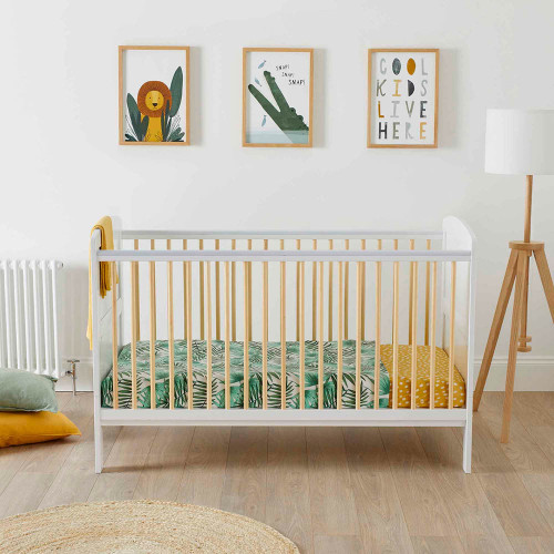 Ickle Bubba Coleby Cot Bed & Fibre Mattress - Scandi White