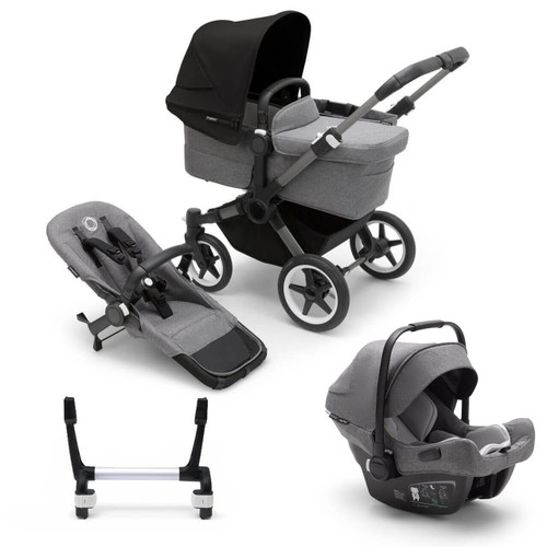 Bugaboo Donkey 5 Mono Stroller on Graphite/Grey Chassis + Turtle Air - Choose Your Colour