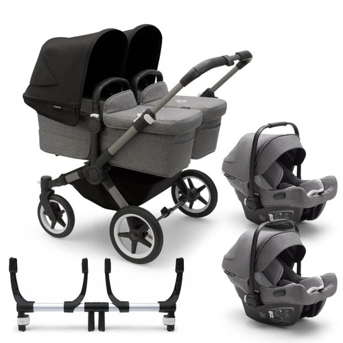 Bugaboo Donkey 5 Twin Stroller on Graphite/Grey Chassis + Turtle Air - Choose Your Colour