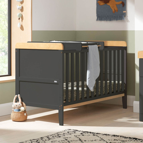 Tutti Bambini Rio Cot Bed with Cot Top Changer & Mattress - Slate Grey/Oak