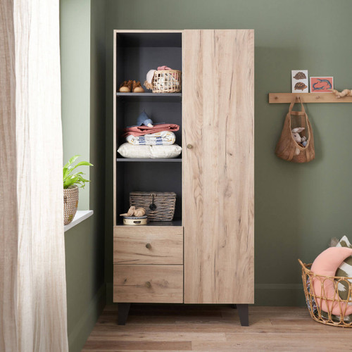 Tutti Bambini Como Wardrobe - Distressed Oak / Slate Grey