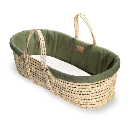 Clair de Lune Organic Palm Moses Basket - Forest Green