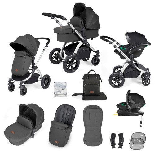 Ickle Bubba Stomp Luxe Stratus Travel System - Silver/Charcoal Grey/Black