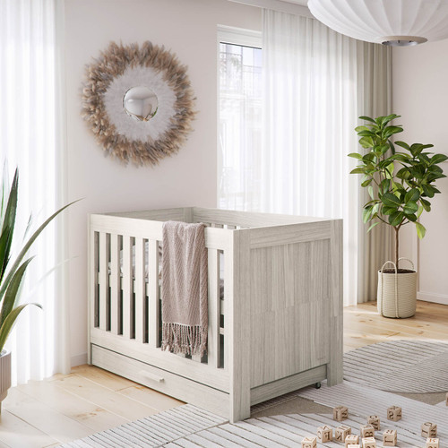 Venicci Forenzo Cot Bed with Drawer - Nordic White Oak