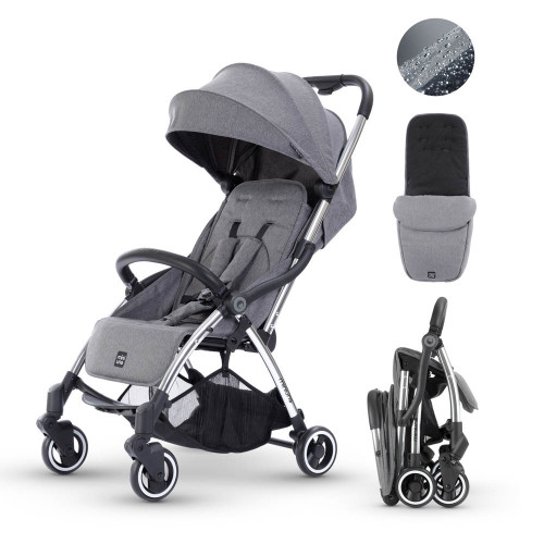 Miniuno TouchFold Stroller  - Grey Herringbone