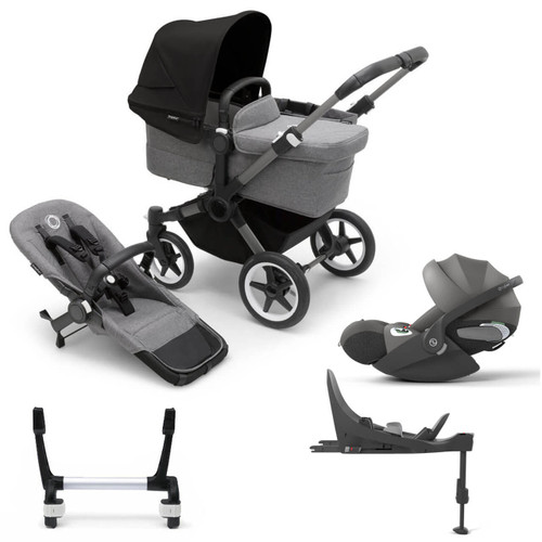 Bugaboo Donkey 5 Mono Stroller on Graphite/Grey Chassis + Cloud T & Base - Choose Your Colour