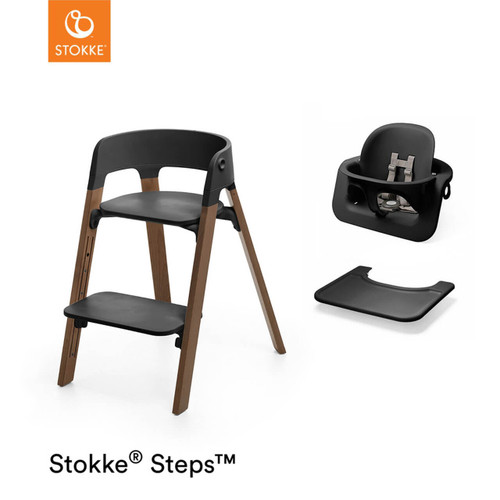 Stokke® Steps + Baby Set & Tray - Black / Golden Brown