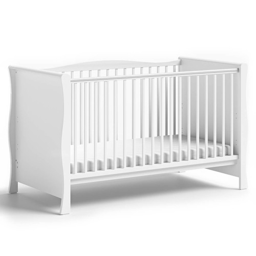Little Acorns Traditional Sleigh Cotbed - White