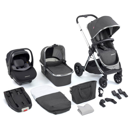 Babymore MeMore V2 13 Piece Pecan i-Size Travel System - Chrome