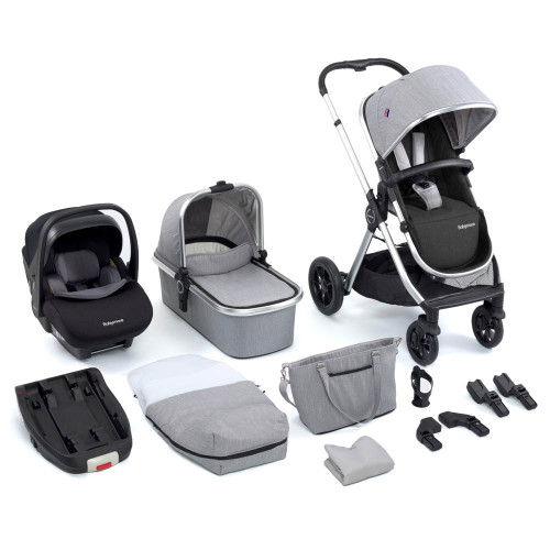 Babymore MeMore V2 13 Piece Pecan i-Size Travel System - Silver