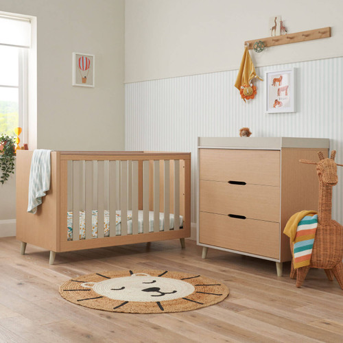 Tutti Bambini Fika Mini 2 Piece Room Set - Light Oak/White Sand