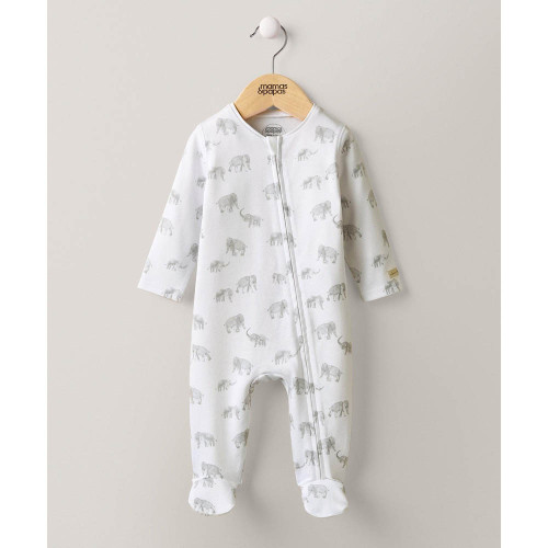 Mamas & Papas All In One Sleepsuit with Zip Newborn - Welcome to the World Elephant