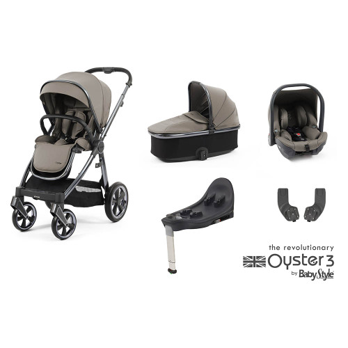 Babystyle Oyster 3 Essential 5-Piece Bundle - Gun Metal Chassis/Stone