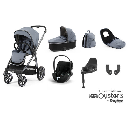 Babystyle Oyster 3 Luxury 7-Piece Cloud T Bundle - Gun Metal Chassis/Dream Blue