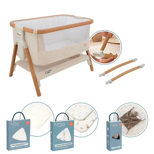 Tutti Bambini CoZee® Bedside Crib Enhanced Bundle - Scandinavian Walnut/Ecru