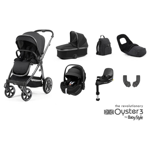 Babystyle Oyster 3 Luxury 7-Piece Pebble 360 Pro Bundle - Gun Metal Chassis/Carbonite