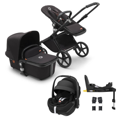 Bugaboo Fox Cub All Terrain Pushchair + Pebble 360 Pro2 & Base - Black/Midnight Black