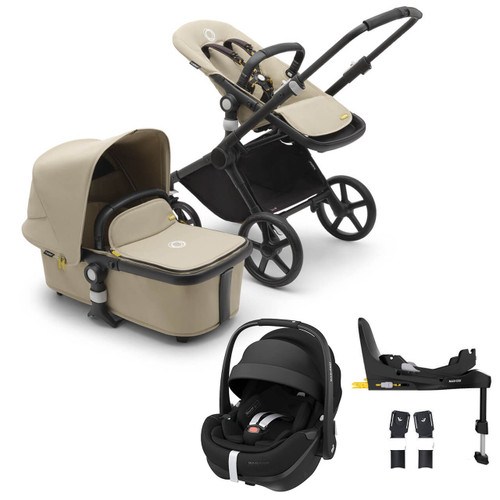 Bugaboo Fox Cub Complete + Pebble 360 Pro2 & Base - Black/Desert Beige