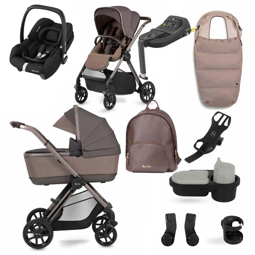 Silver Cross Reef Pram with Cabriofix i-Size Ultimate Pack - Earth