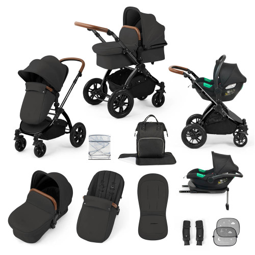 Ickle Bubba Stomp Luxe Cirrus Travel System - Black/Charcoal Grey/Tan