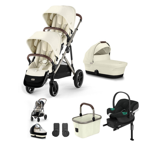 Cybex Gazelle S Taupe Double Travel System - Seashell Beige