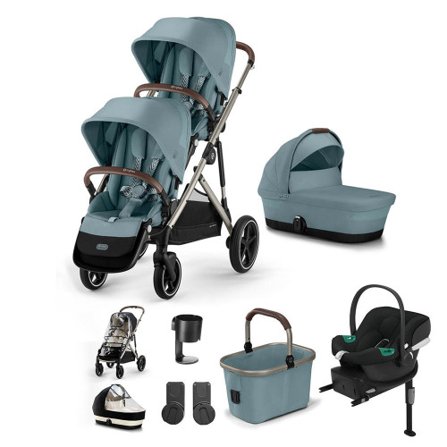 Cybex Gazelle S Taupe Double Travel System - Stormy Blue