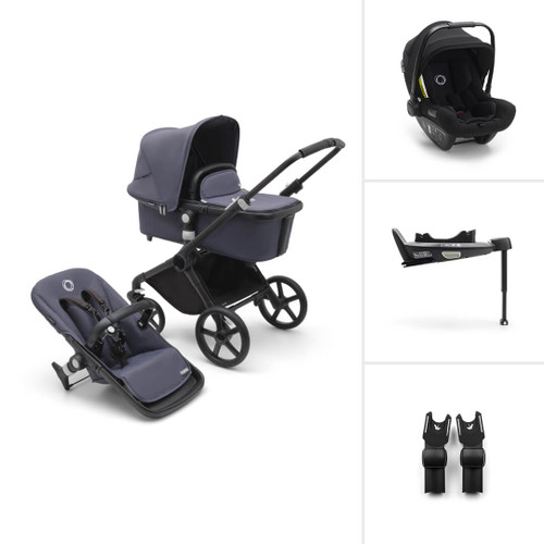 Bugaboo Fox Cub All Terrain Pushchair + Turtle Air & Base - Black/Stormy Blue