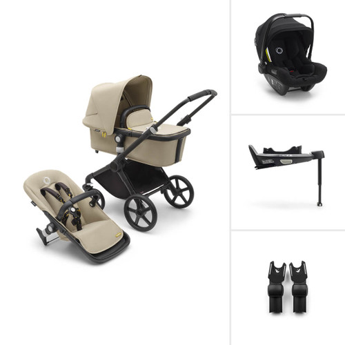 Bugaboo Fox Cub All Terrain Pushchair + Turtle Air & Base - Black/Desert Beige