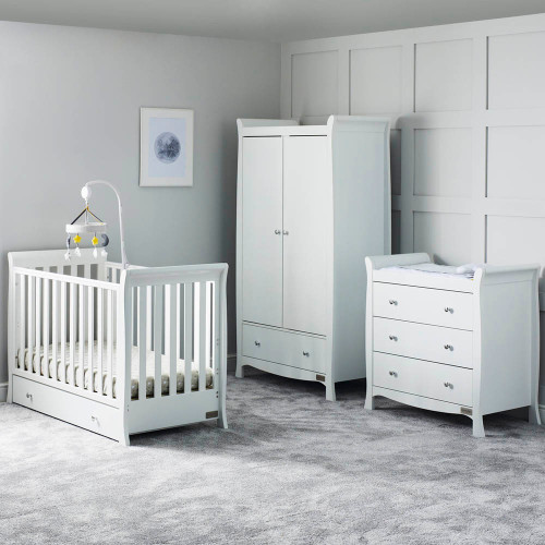 Ickle Bubba Snowdon 4 in 1 Mini 3 Piece Room Set & All Seasons Premium Pocket Sprung Mattress - White