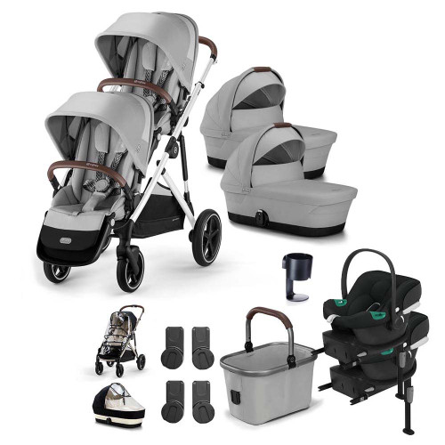 Cybex Gazelle S Silver Twin Aton B2 Travel System - Stone Grey
