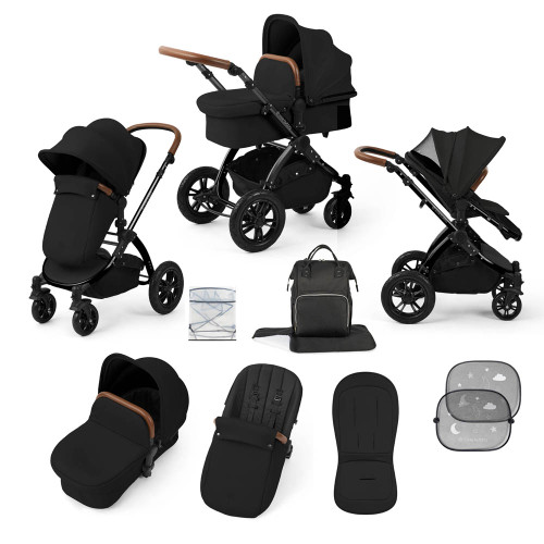 Ickle Bubba Stomp Luxe 9-Piece Pram - Black/Midnight/Tan