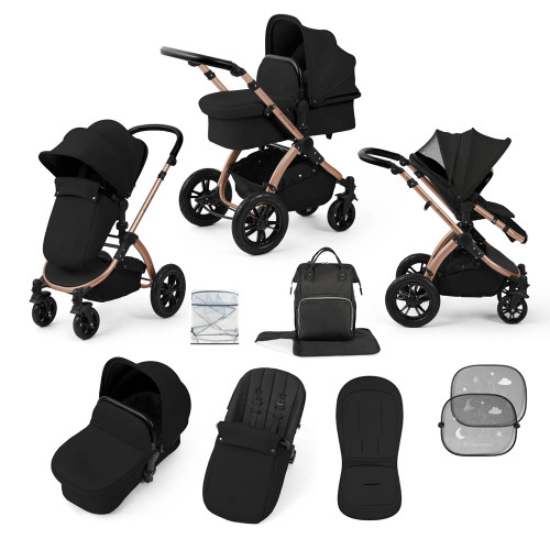 Ickle Bubba Stomp Luxe 9-Piece Pram - Bronze/Midnight/Black