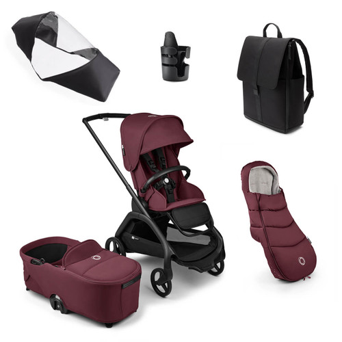 Bugaboo Dragonfly Complete Bundle - Black/Dark Cherry