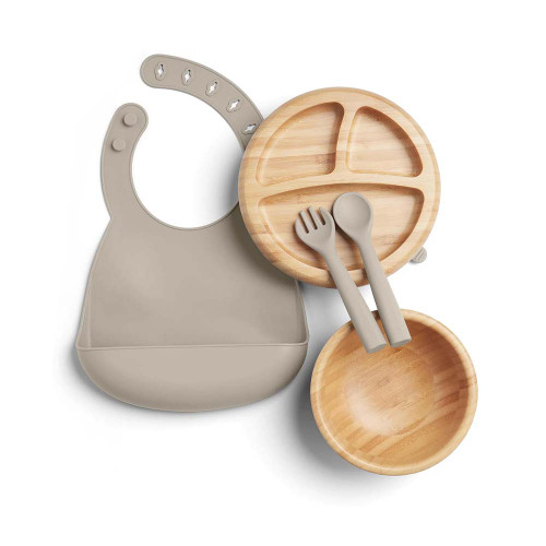 Mamas & Papas 4pc Bamboo Weaning Starter Kit - Truffle